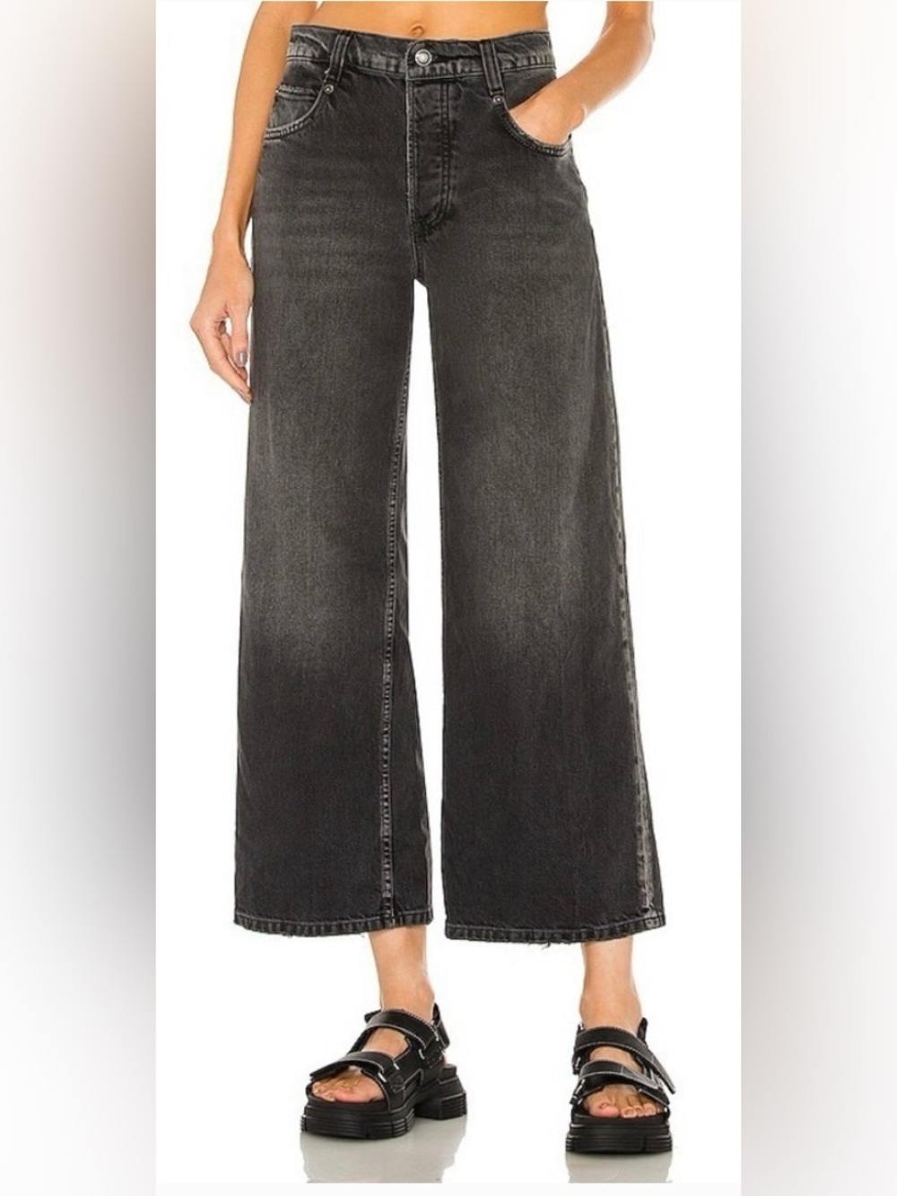 Free people black wide leg jeans